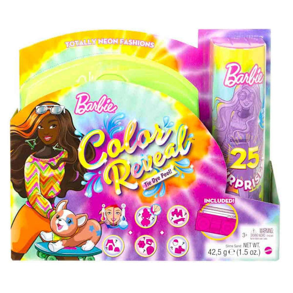 Barbie Färguppsättning Av Gåva Neon Tie-dye Blandade Färger Docka Reveal Flerfärgad