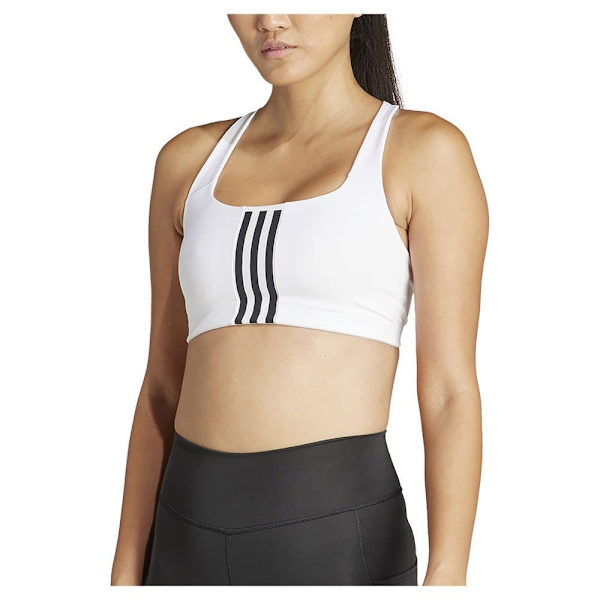 Adidas Powerimpact 3 Stripes Sport-bh Med Medium Stöd Vit S / AB Kvinna