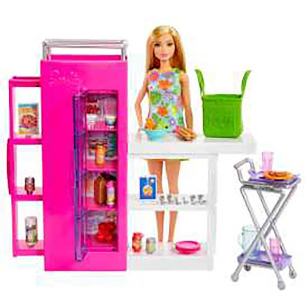 Barbie Och Ultimate Kitchen Pantry Lekset Med över 25 Bitar Docka Rosa
