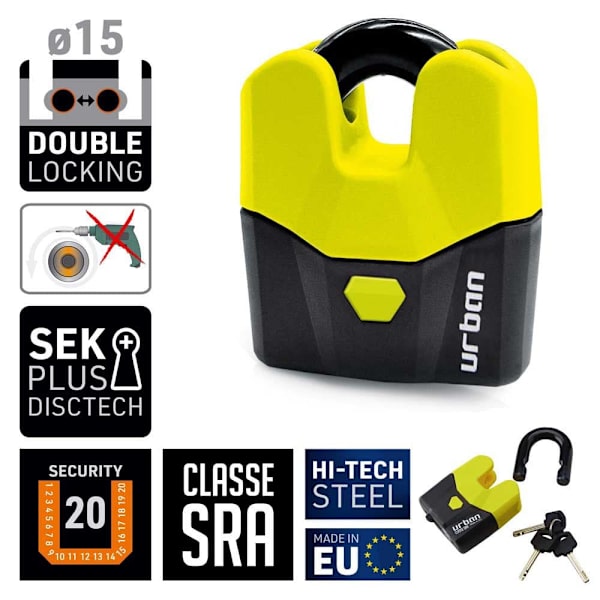 Urban Security Ketjun Lukko Padlock U8k+100 Sra Keltainen 100 cm
