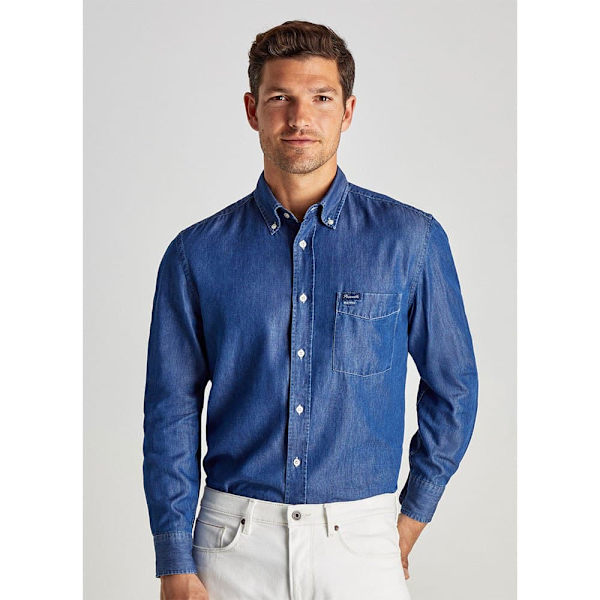 FaÇonnable Lang ærmet Skjorte Clb Bd Spw Chbry Blå 2XL Mand