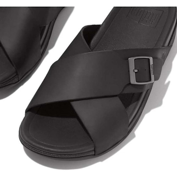 Fitflop Slides Surfer Buckle Nubuck Cross Svart EU 43 Man