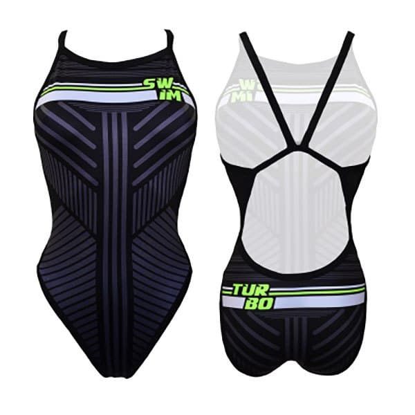 Turbo Badedragt Revolution Lines Sort 3XL Kvinde