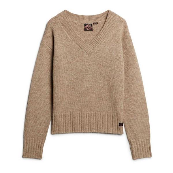 Superdry Essential Tröja Med V-ringning Brun M Kvinna
