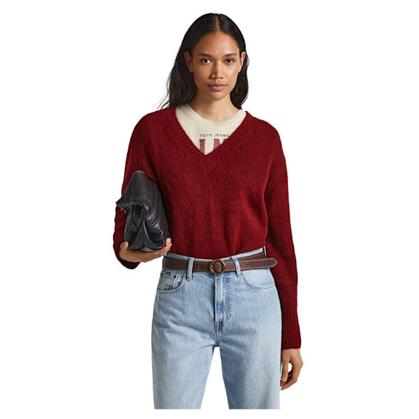 Pepe Jeans V-hals Sweater Denisse Rød L Kvinde