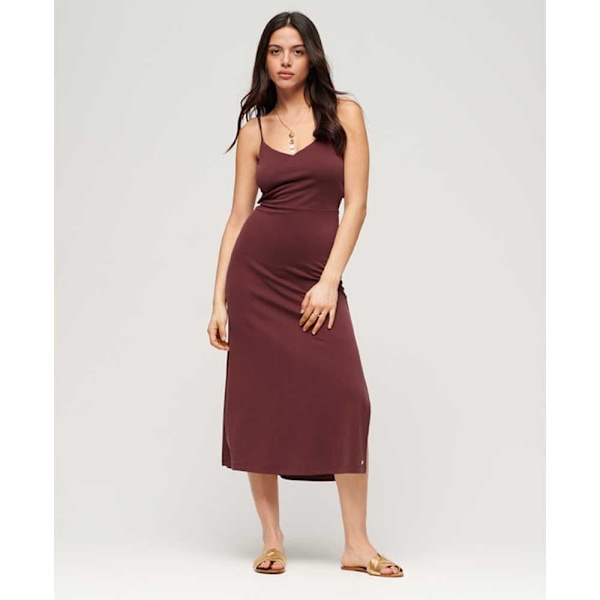 Superdry Lang Kjole Uden ærmer Studios Jersey Open Back Brun M Kvinde