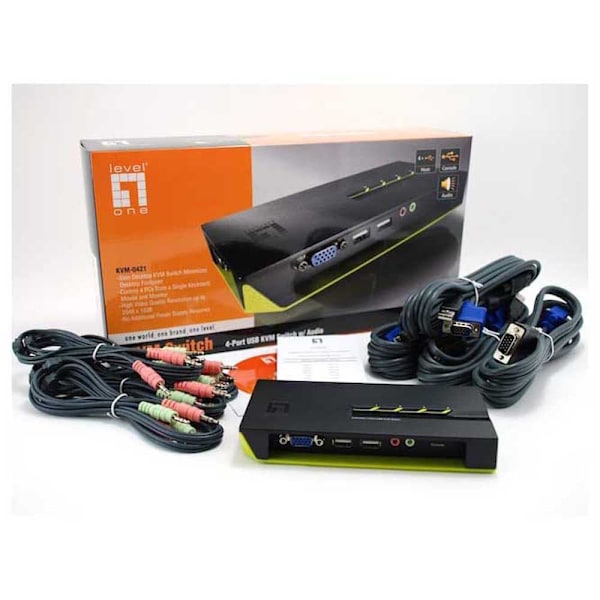 Level One Automatisk Skrivebordsskift Kvm-0421 Sort