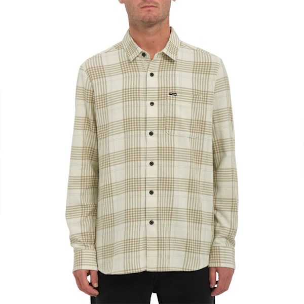 Volcom Caden Plaid Skjorte Med Lange ærmer Beige XS Mand