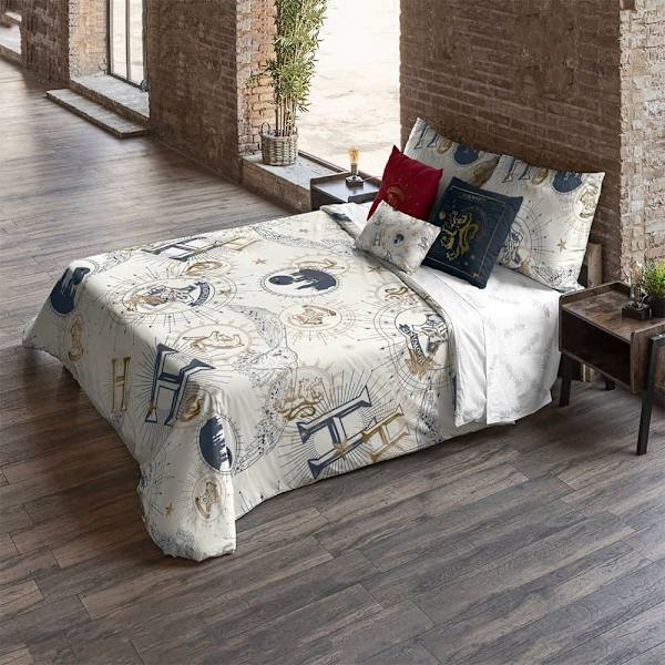 Play Fabrics Dynetæppe Med Knapper Harry Potter Til Seng På 120 200x200 Cm