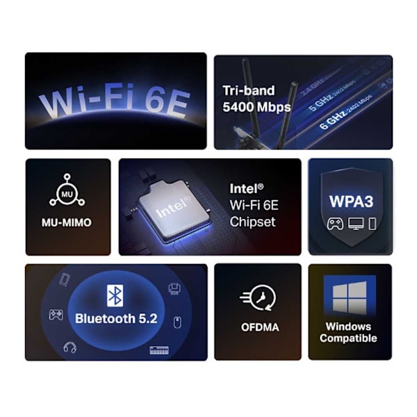 Mercusys Wifi Pci-e-laajennuskortti Ma86xe Hopeinen