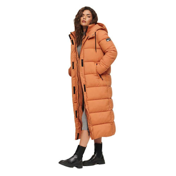 Superdry Pufferjacka Ripstop Longline Brun XS Kvinna
