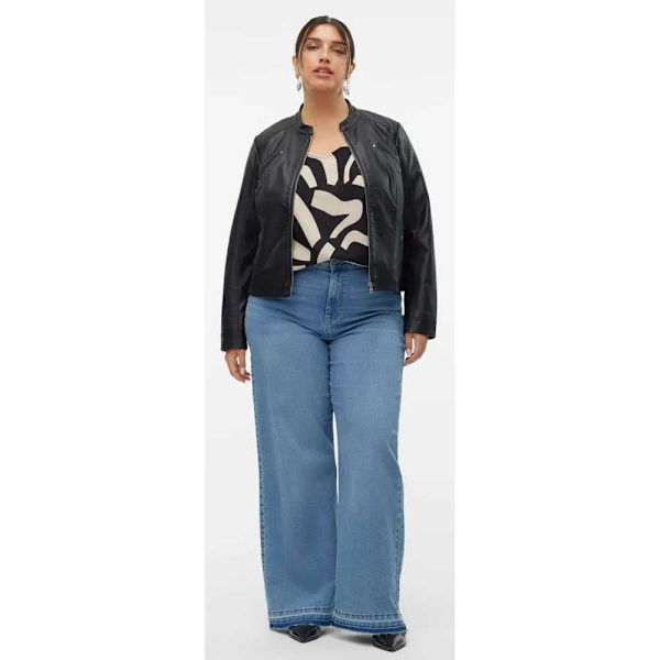 Vero Moda Curve Cfavodona Læderjakke Sort 52 Kvinde