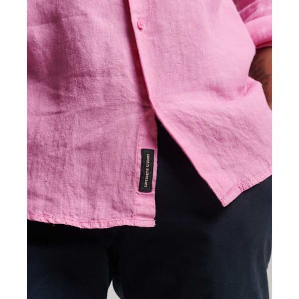 Superdry Studios Casual Linen Pitkähihainen Paita Pinkki 3XL Mies