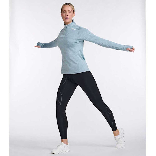 2xu T-shirt Med Halv Dragkedja Ignition Grå L Kvinna
