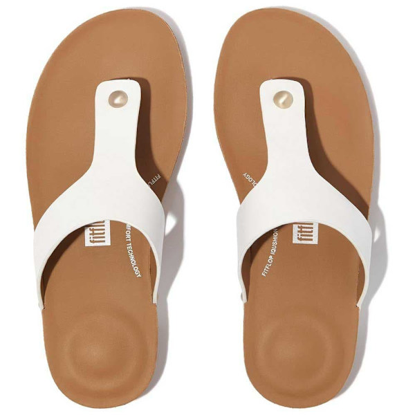 Fitflop Iqushion Leather Toe-post Tofflor Vit EU 39 Kvinna