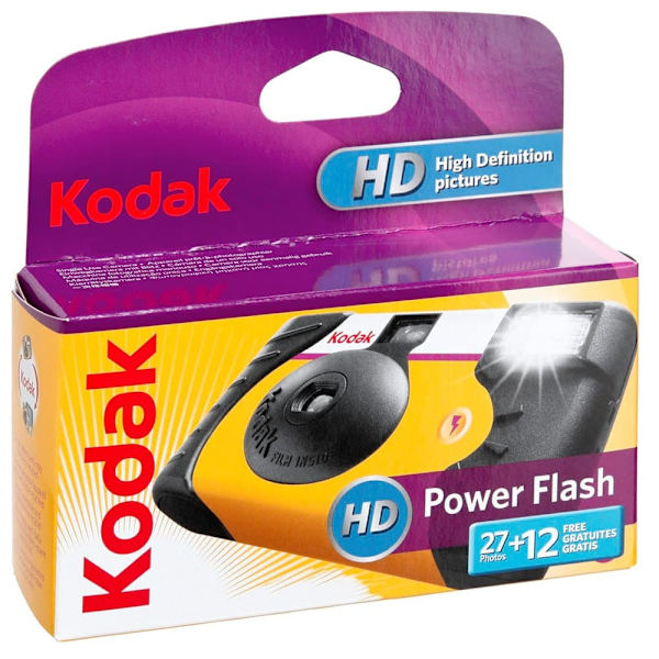 Kodak Engangskamera Power Flash 27+12 Gul,Sort