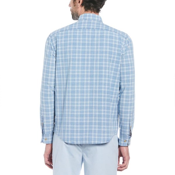 Original Penguin Cotton Indigo Plaid Skjorte Med Lange ærmer Blå L Mand