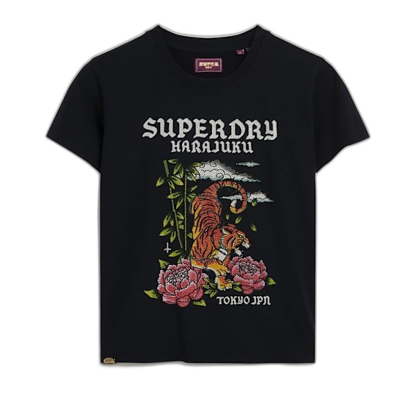Superdry Kortærmet T-shirt Tattoo Rhinestone Fitted Flerfarvet S Kvinde