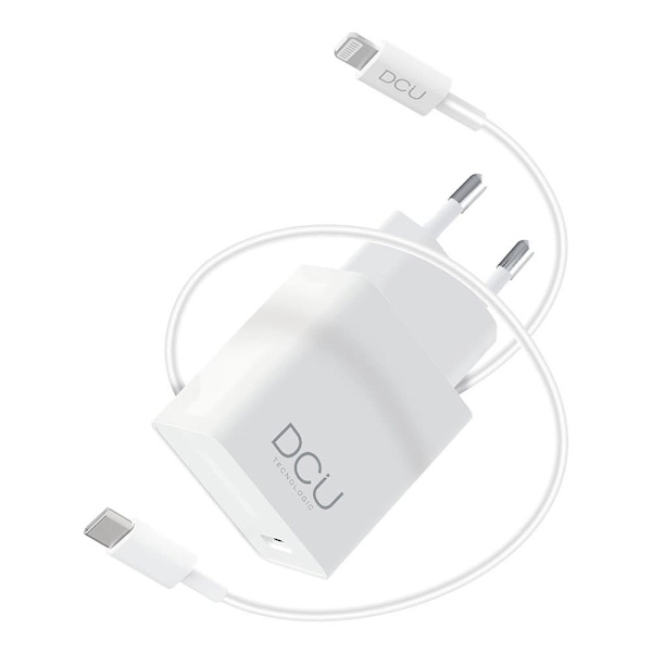 Dcu Tecnologic Usb Charger Type C Pd 18w + Mfi Cable To Usb-c Hvid Hvid