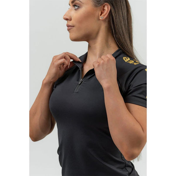 Nebbia Kompressionskjorta Compression Zipper Intense Ultimate Gold Svart M Kvinna