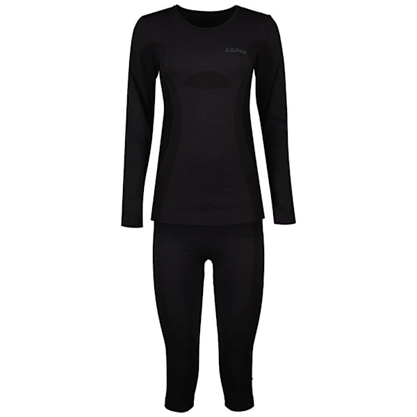 Lenz Langærmet Baselagssæt Merino Sort XL-2XL Kvinde