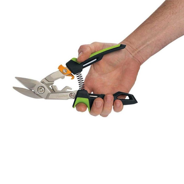 Fiskars Snip Offset Oikeanpuoleiset Ohutlevysakset Powergear Aviation 38.1 Mm Hopeinen