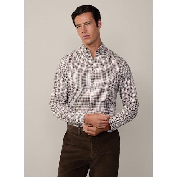 Hackett 3 Col Brushed Gingham Skjorte Med Lange ærmer Grå M Mand