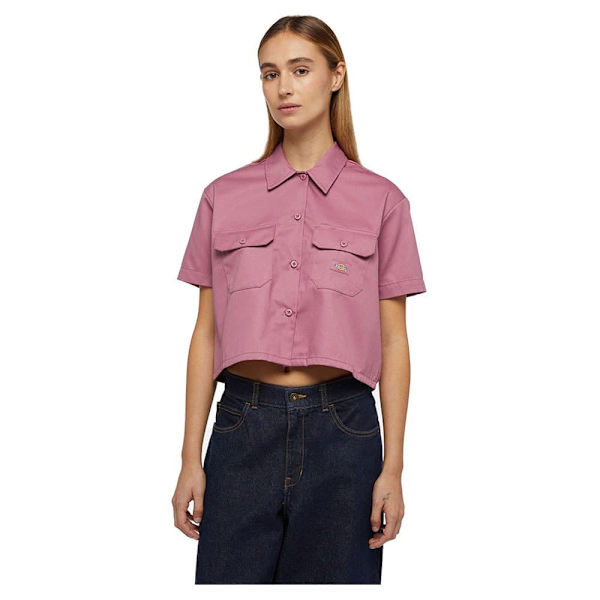 Dickies Cropped Work Kortærmet Skjorte Rosa XS Kvinde