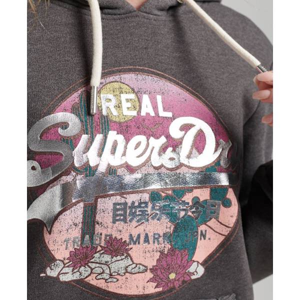 Superdry Luvtröja Vintage Vl Narrative Svart 2XS Kvinna