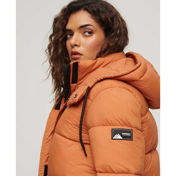 Superdry Pufferjacka Ripstop Longline Brun S Kvinna