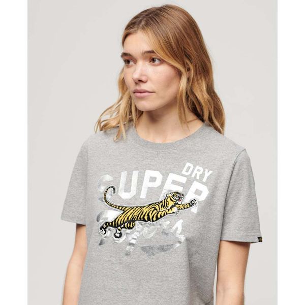 Superdry Reworked Classics Relaxed T-shirt Med Korte ærmer Grå M Kvinde