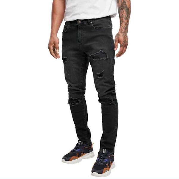 Urban Classics Jeans Med Mid Midja Heavy Destroyed Svart 34 / 32 Man