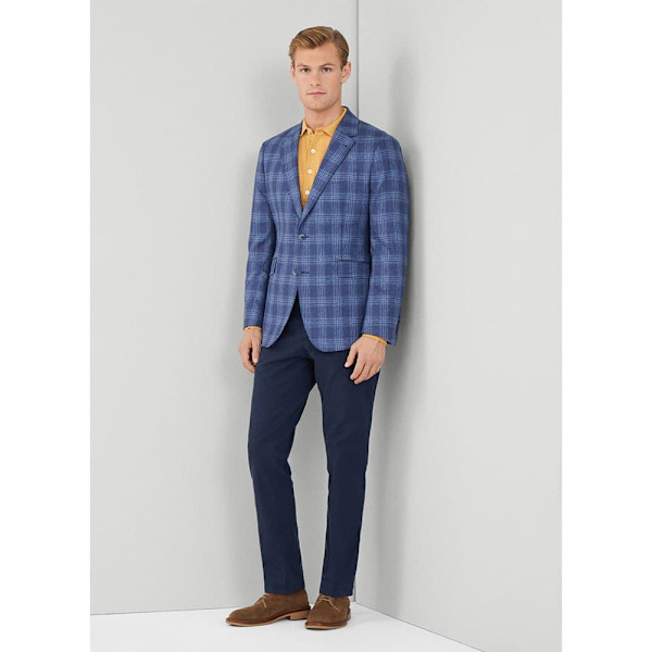 Hackett Blazer Silk Blue Check Blå 38 / R0 Man