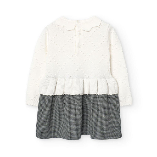 Boboli Knitwear Combined Klänning Vit,Grå 7 Years