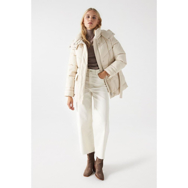 Salsa Jeans Vadderad Jacka 21006873 Beige L Kvinna