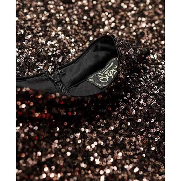 Superdry Kort Kjole Uden ærmer Sequin A Line Søvfarvet S Kvinde