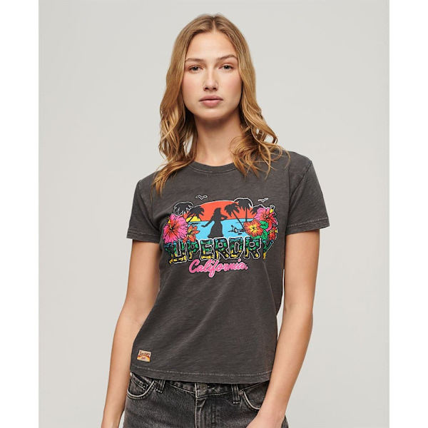 Superdry Cali Sticker Fitted T-shirt Med Korte ærmer Brun 2XS Kvinde