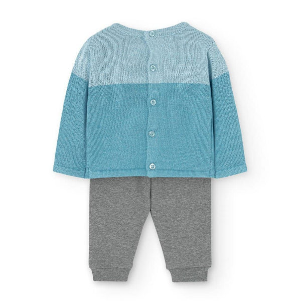 Boboli Knit Langærmet Sæt Blå,Grå 9 Months
