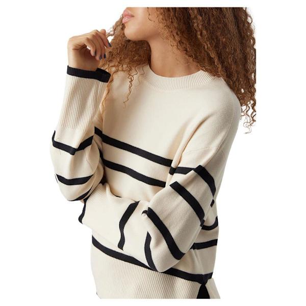 Vero Moda O Neck Sweater Saba Stripe Beige,Sort S Kvinde