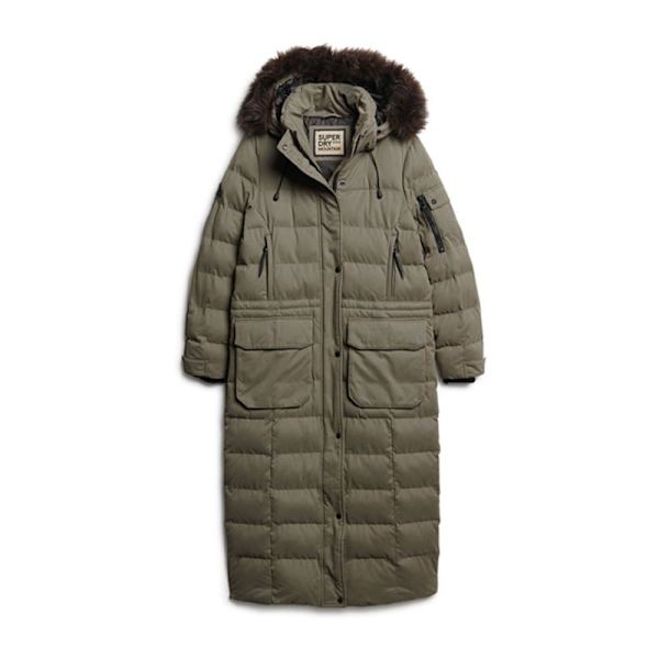 Superdry Mf Faux Fur Hooded Jakke Grøn XS Kvinde