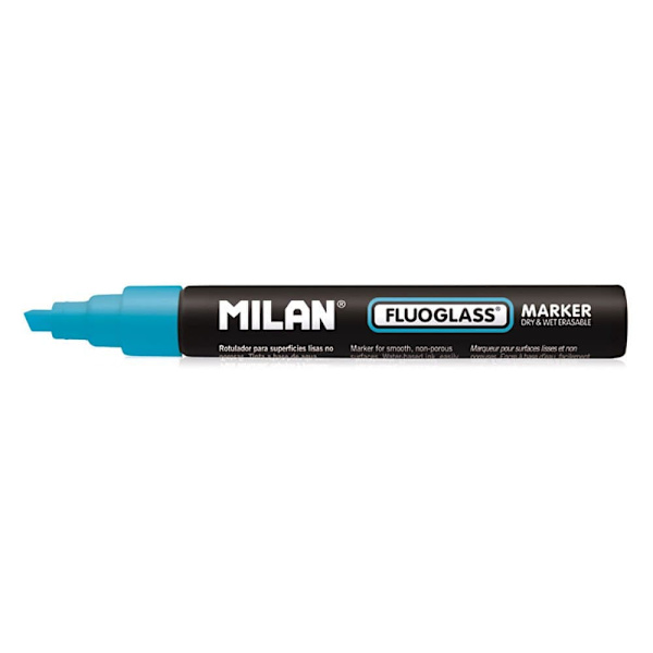Milan Display Box Markörer Mejselspets 12 Fluoglass 2 4 Mm Blå Färg Blå