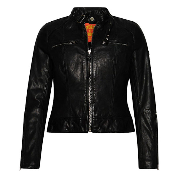 Superdry Læderjakke Fitted Racer Sort XS Kvinde