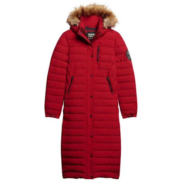 Superdry Puffer Jakke Fuji Longline Rød S Kvinde