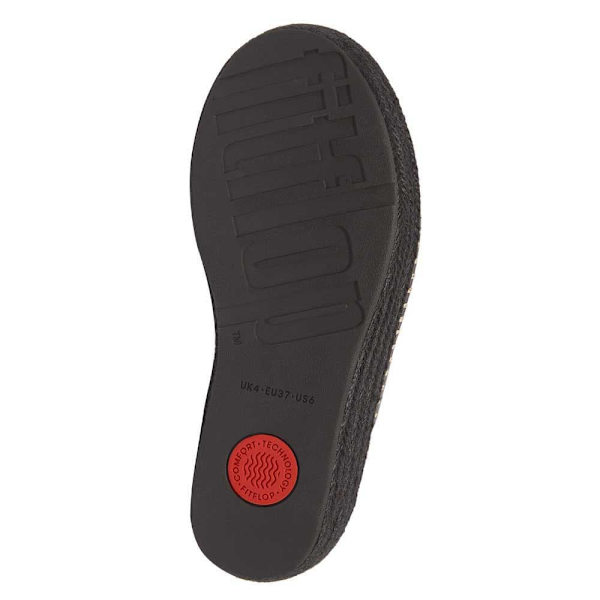 Fitflop Eloise Espadrille Leather Wedge Cross Klipklapper Sort EU 40 Kvinde