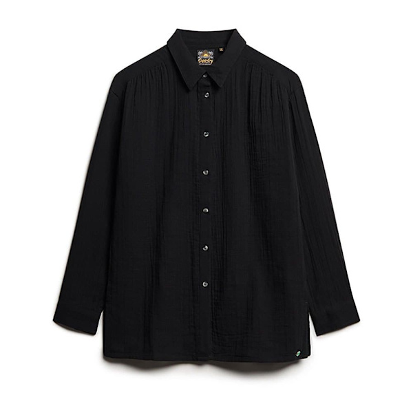 Superdry Longline Pitkähihainen Kauluspaita Musta S Nainen