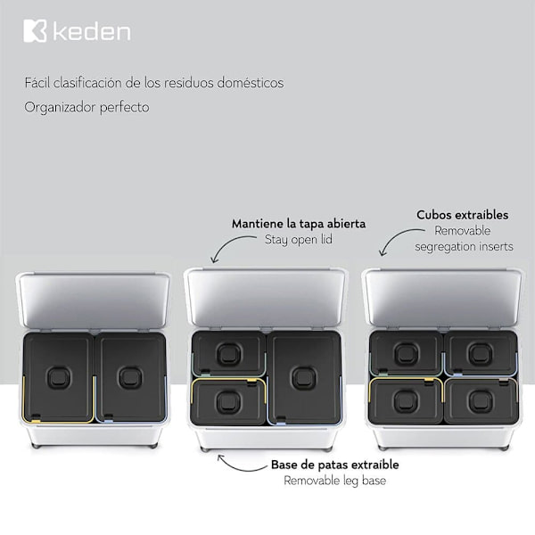 Keden Kierrätys Astia 4x10l Systema 56x39x41 Cm Hopeinen