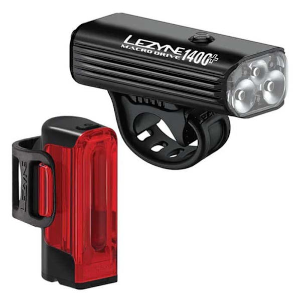 Lezyne Lys Sæt Macro Drive 1400+/strip Drive Pro 400+ Søvfarvet 1400 / 400 Lumens