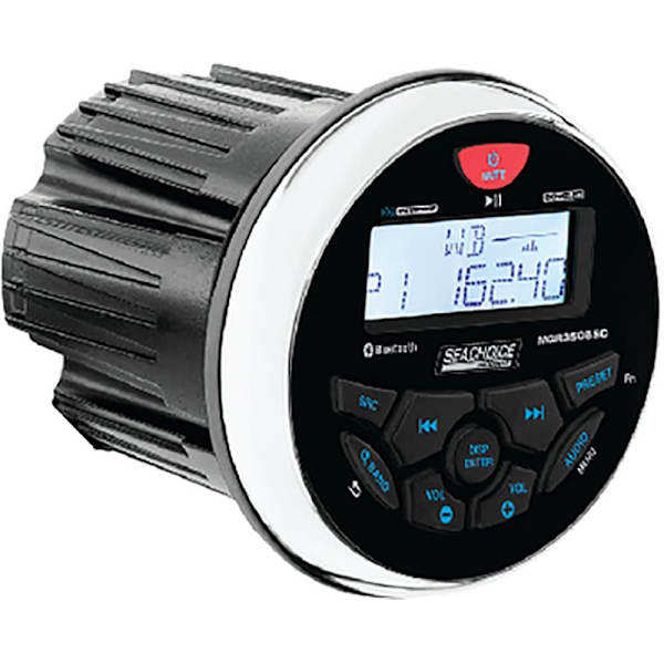Seachoice 50-72104 Bluetooth In-dash Marine Gauge Stereo Rundt Ansigt Søvfarvet
