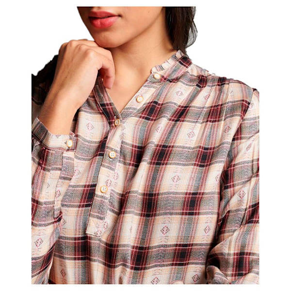 Superdry Pitkähihainen Pusero Check Ruskea XS Nainen