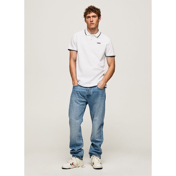 Pepe Jeans Kortärmad Piké Pepe Piping Vit S Man